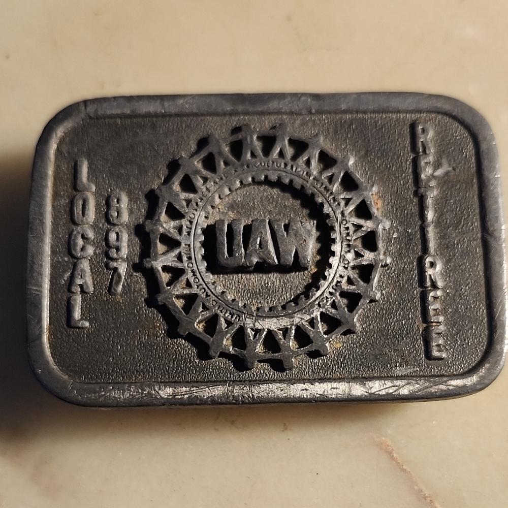 UAW Local 897 Retiree Belt Buckle Vintage